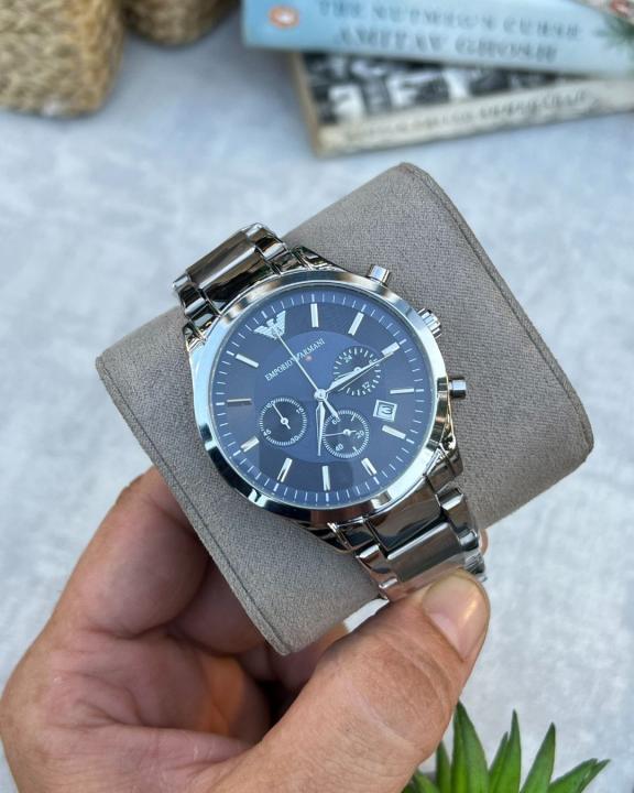 luxury Watch Emp_orio Arman_i Classic Silver-Blue
